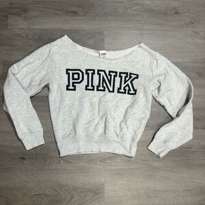 Victoria Secret PINK XS woman’s grey white fleece cropped sweatshirt